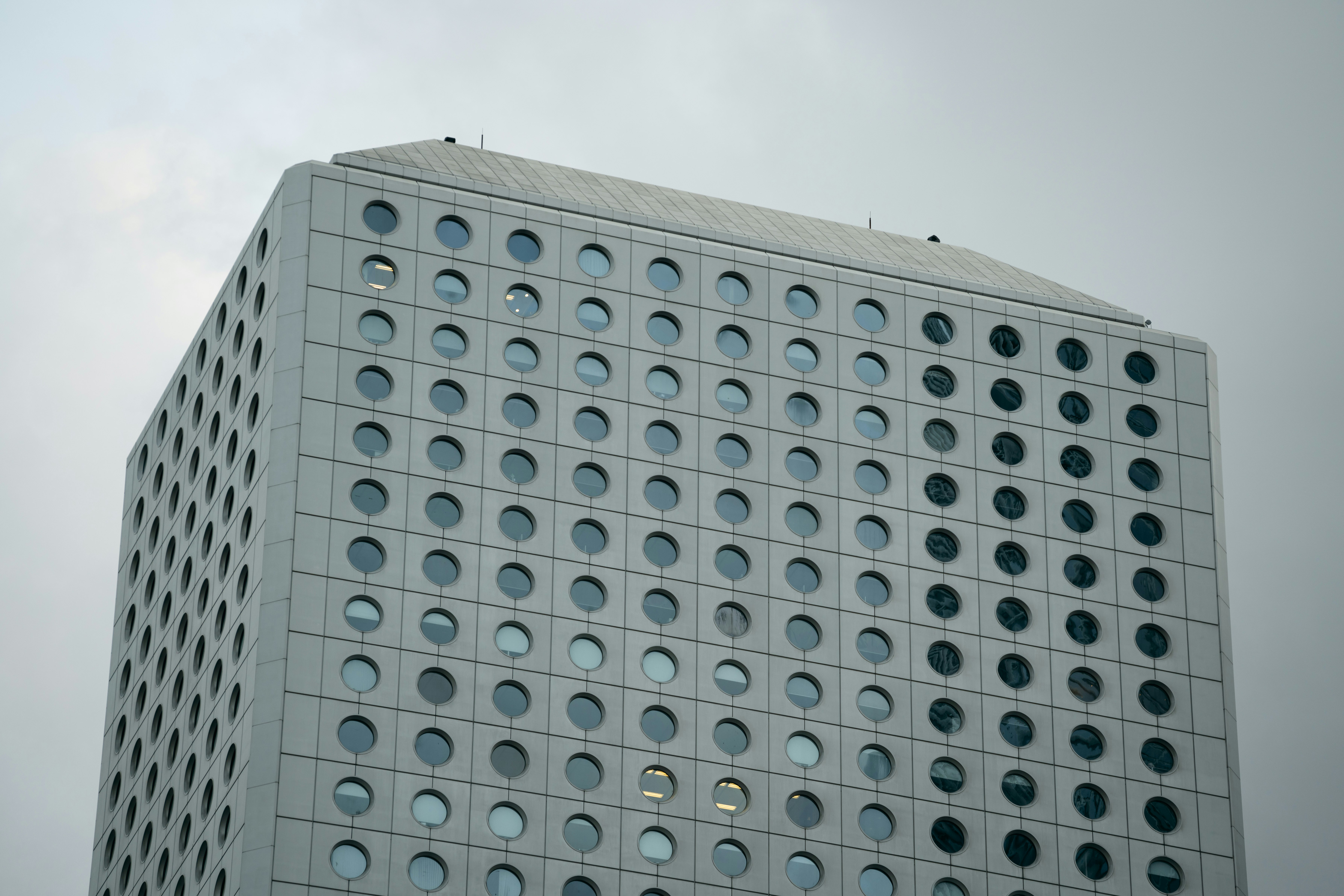 blue and white concrete building